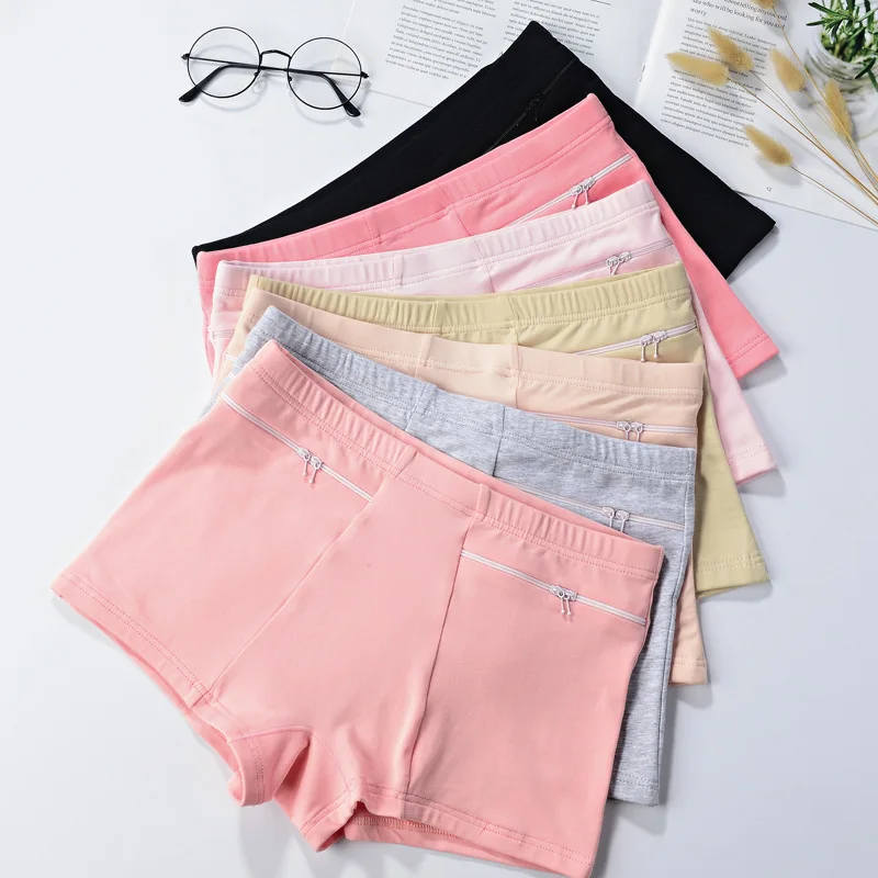 Boxer Brief Pack Cotton - 여름용 포켓 스커트 반바지 여성 속옷