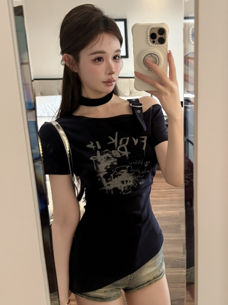 유행하는 트렌디한 어깨트임 반팔 슬림핏 티셔츠 여성 여 - T Shirt Tight Fit 리뷰 및 가격