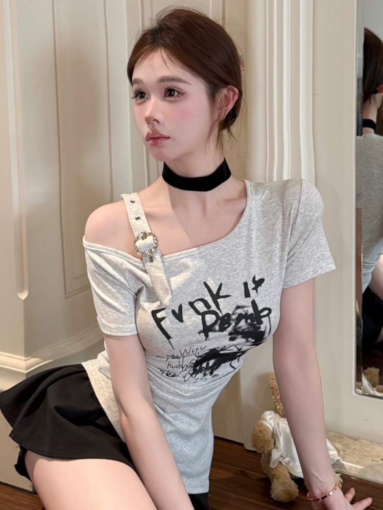 유행하는 트렌디한 어깨트임 반팔 슬림핏 티셔츠 여성 여 - T Shirt Tight Fit 리뷰 및 가격